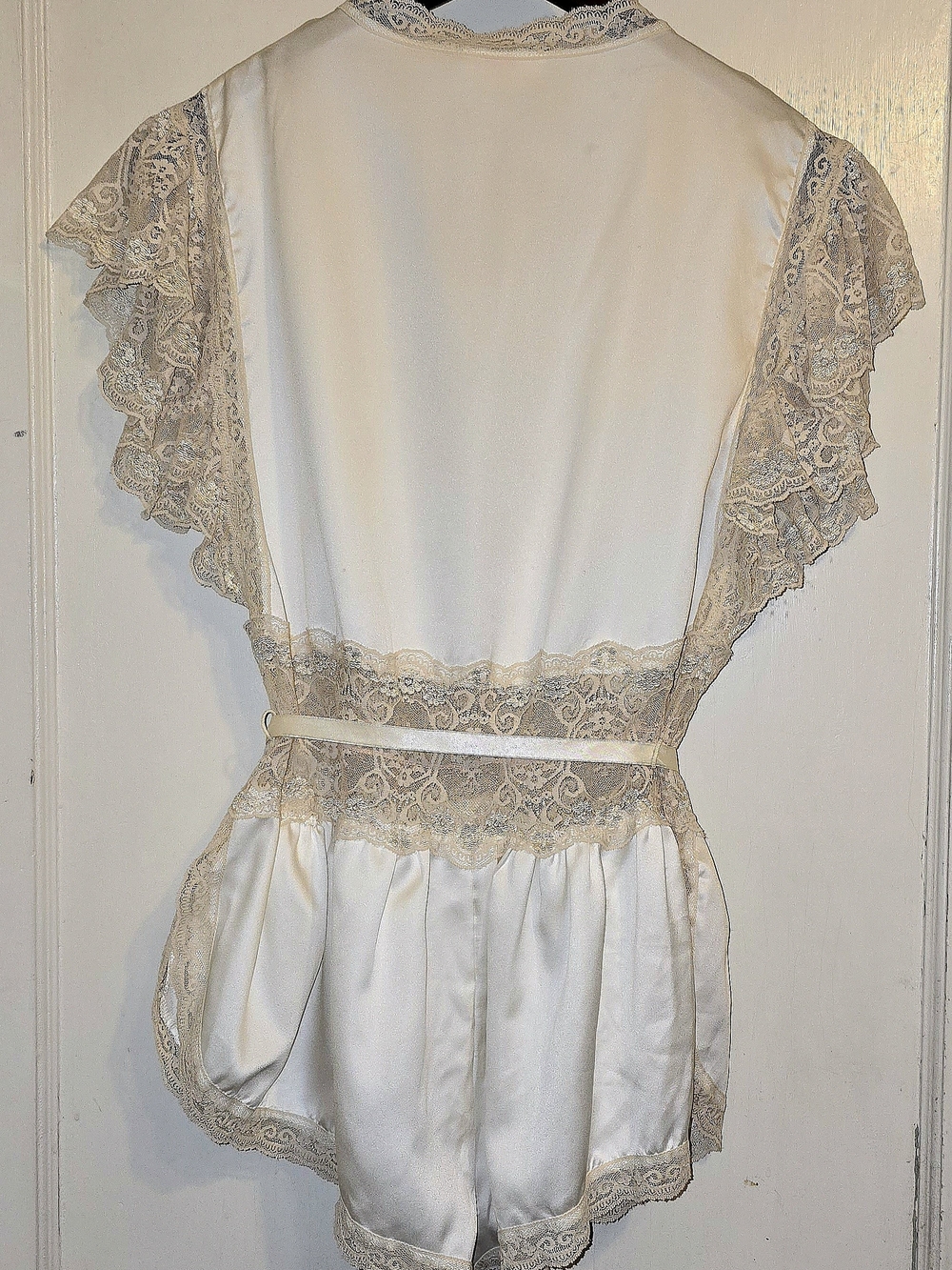 VTG Lily of France Ivory Satin Lace-Trim Lingerie Romper M - Picture 5 of 8